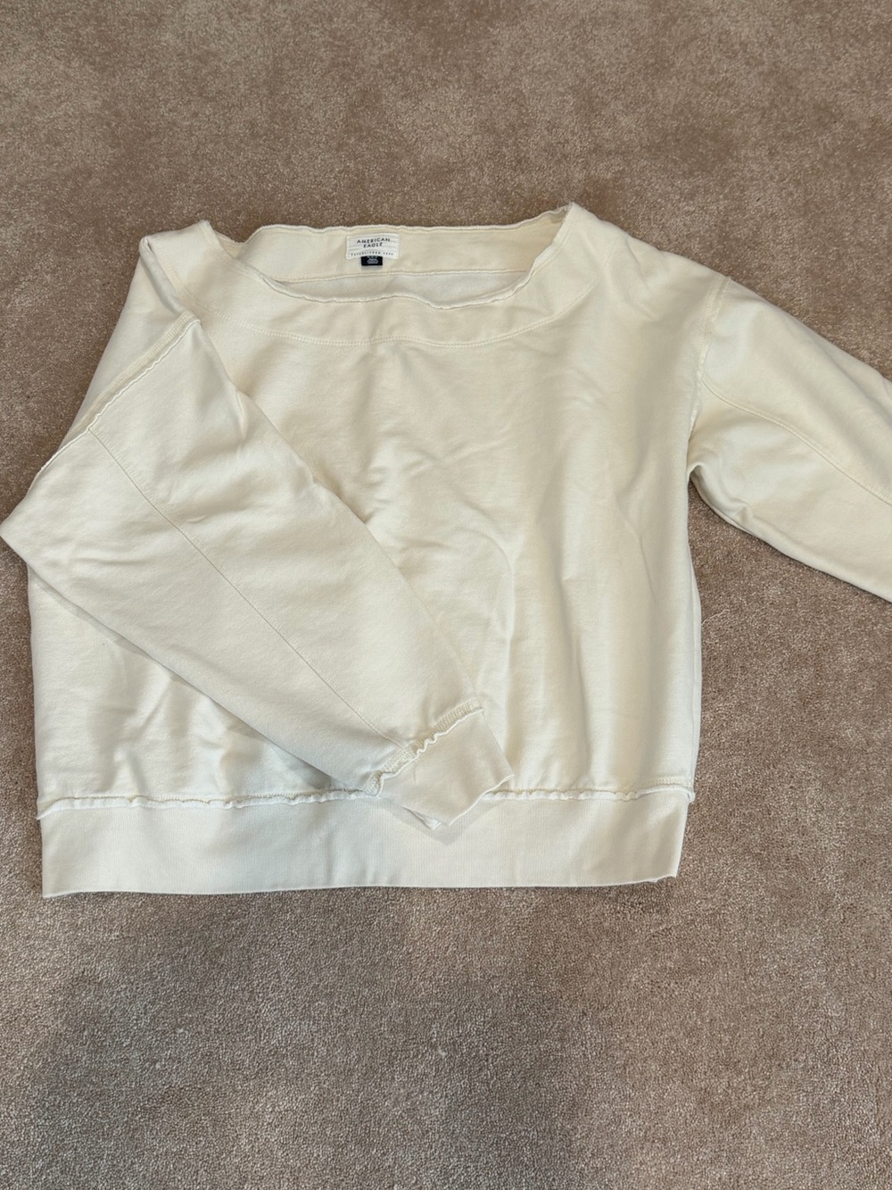 American Eagle Outfitters Cream Scoop Neck Sweatshirt